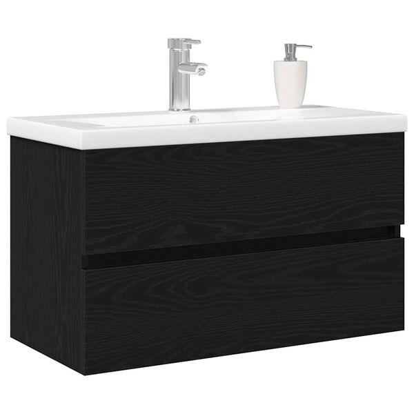 vidaXL Mobile lavabo Rovere nero 80 x 39 x 62 cm Legno multistrato