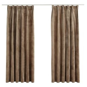 vidaXL Tende Oscuranti con Ganci 2 pz Beige in Velluto 140x175 cm