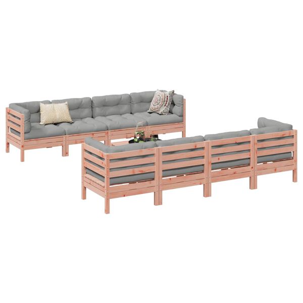 vidaXL Set Divani Giardino 9 pz Cuscini Legno Massello Abete Douglas