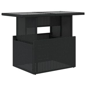 vidaXL Tavolo da Giardino Piano in Vetro Nero 100x55x73 cm Polyrattan