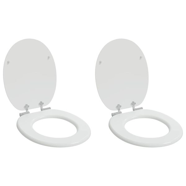 vidaXL Sedile del WC 2 pcs Bianco 44 x 38 cm Pannello MDF