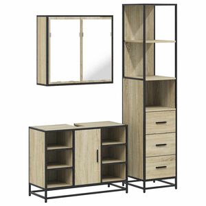 vidaXL Set Mobili da Bagno 3 pz Rovere Sonoma in Legno Multistrato