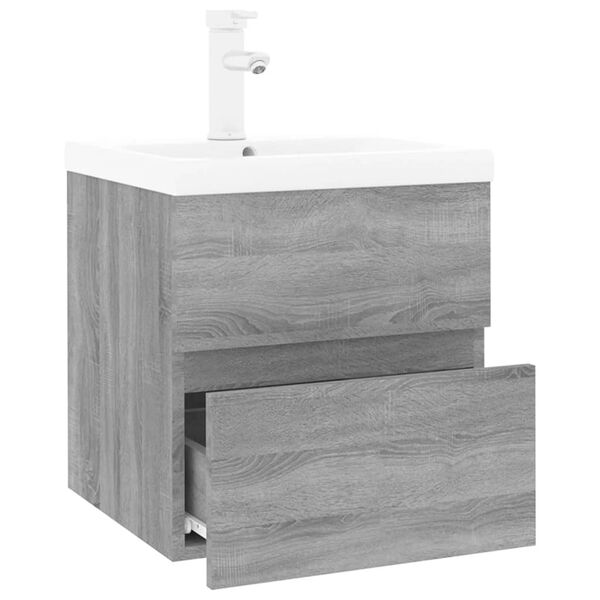 vidaXL Mobile Bagno e Lavabo Integrato Grigio Sonoma Legno Multistrato