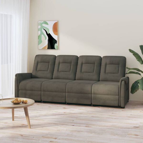 vidaXL Divano Massaggiante Reclinabile 4 Posti Grigio Scuro Microfibra