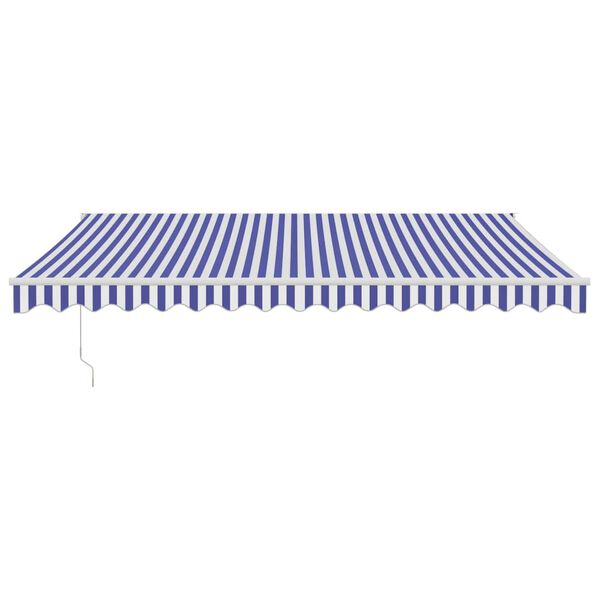 vidaXL Tenda Sole Retrattile Blu e Bianca 4,5x3 m Tessuto e Alluminio
