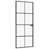 vidaXL Porta Interna Nera 83x201,5cm Vetro Temperato Alluminio Sottile
