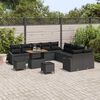 vidaXL Set Divano da Giardino con cuscino 13 pcs Nero polyrattan