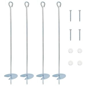 vidaXL Ancora per Terra 4 pz Metallo Galvanizzato Argento