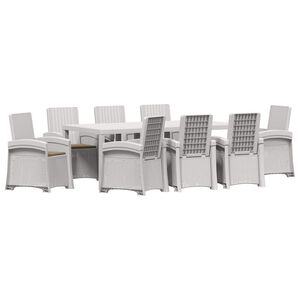 vidaXL Set da Pranzo per Giardino 9 pz Bianco e Tortora PP