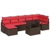 vidaXL Set Divano da Giardino 8 pcs Marrone e Rosso polyrattan