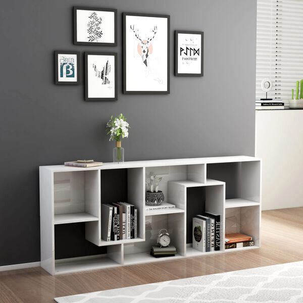 vidaXL Libreria Bianco Lucido 67x24x161 cm in Legno Multistrato