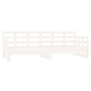 vidaXL Dormeuse Estraibile Bianca Legno Massello di Pino 2x(80x200) cm