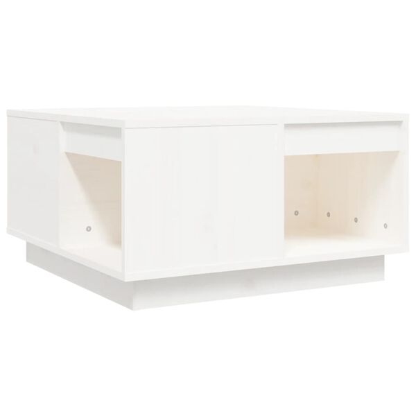 vidaXL Tavolino da Salotto Bianco 60x61x32,5 cm Legno Massello di Pino