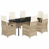 vidaXL Set da Pranzo da Giardino 7 pz con Cuscini Beige in Polyrattan