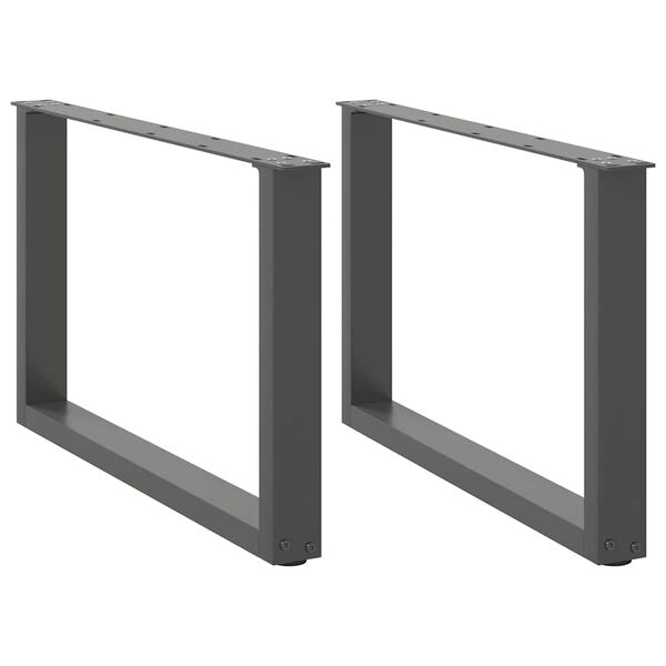 vidaXL Gambe per Tavolino da Caff&egrave; a Forma di U 2 pz Antracite 70x(42-43) cm Acciaio