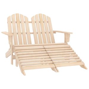 vidaXL Sedia da Giardino a 2 Posti con Pouf in Legno di Abete