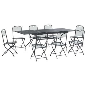 vidaXL Set da Pranzo per Giardino 9 pz Antracite Rete e Acciaio