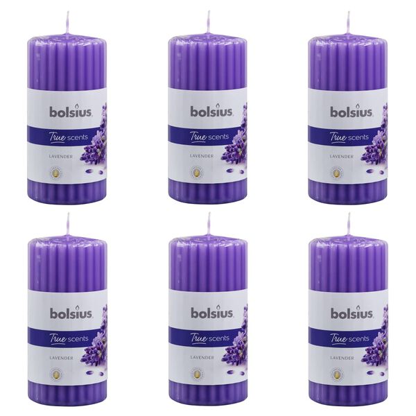 Bolsius Candele Profumate Rigate 6 pz 120x58 mm Lavanda