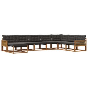 vidaXL Set di divani da esterno 8 pz Naturale e Nero