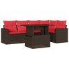 vidaXL Set Divani da Giardino 6 pz con Cuscini Marrone in Polyrattan