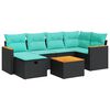 vidaXL Set Divani da Giardino con Cuscini 7pz Nero Polyrattan