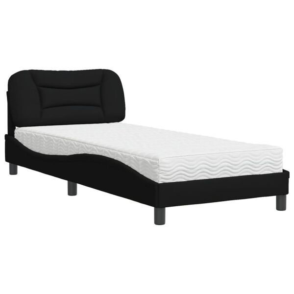 vidaXL Letto con Materasso Hvar Nero 90x190 cm in Tessuto