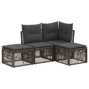 vidaXL Set Divano da Giardino 4 pcs Grigio polyrattan