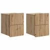 vidaXL Mobiletto da notte a muro con cassetto 2 pcs Rovere Artigianale