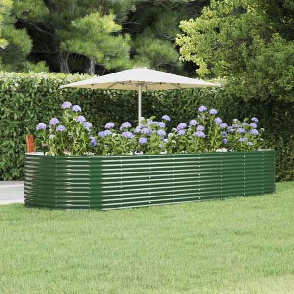 vidaXL Letto Giardino Acciaio Zincato 367x140x68 cm Verde