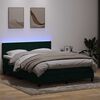 vidaXL Letto a Molle con Materasso e LED Verde Scuro 160x220 cm Velluto