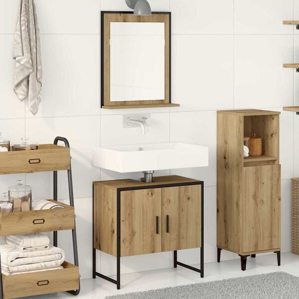 vidaXL Set di mobili per il bagno 2 pcs Marrone Legno multistrato