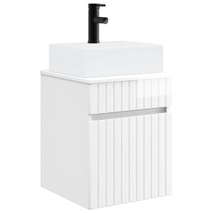 vidaXL Mobile Lavabo da Parete Bianco Lucido 39 x 41 x 62,5 cm