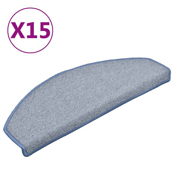 vidaXL Tappetini per scale 15 pz 65x24x4 cm Grigio chiaro e blu Semicircolari Grandi