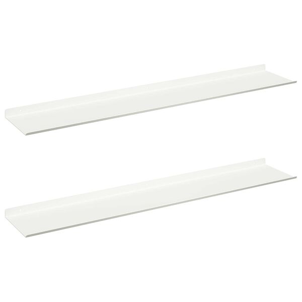 vidaXL Mensola sospesa 2 pcs Bianco 100 x 18 x 2,5 cm Acciaio
