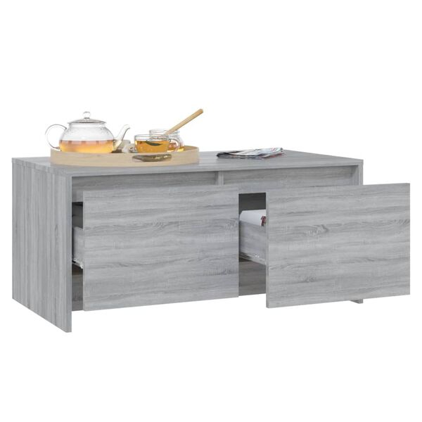 vidaXL Tavolino da Salotto Grigio Sonoma 90x50x41,5 cm in Truciolato