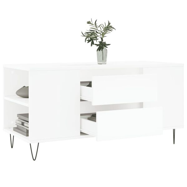 vidaXL Tavolino da Salotto Bianco 102x44,5x50 cm in Legno Multistrato
