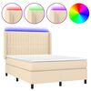 vidaXL Letto a Molle con Materasso e LED Crema 140x200 cm in Tessuto