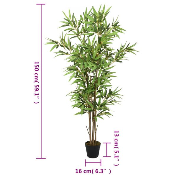 vidaXL Albero Bambù Artificiale 828 Foglie 150 cm Verde
