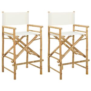 vidaXL Sedia Direttore Pieghevole 2 pcs Naturale Bamb&ugrave;