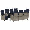 vidaXL Set da Pranzo per Giardino 9 pz Grigio polyrattan