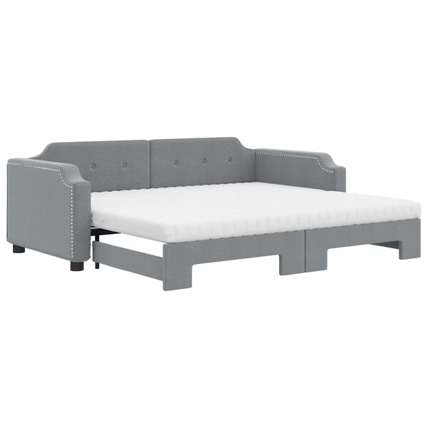 vidaXL Divano Letto Estraibile Materassi Grigio Chiaro 100x200 Tessuto