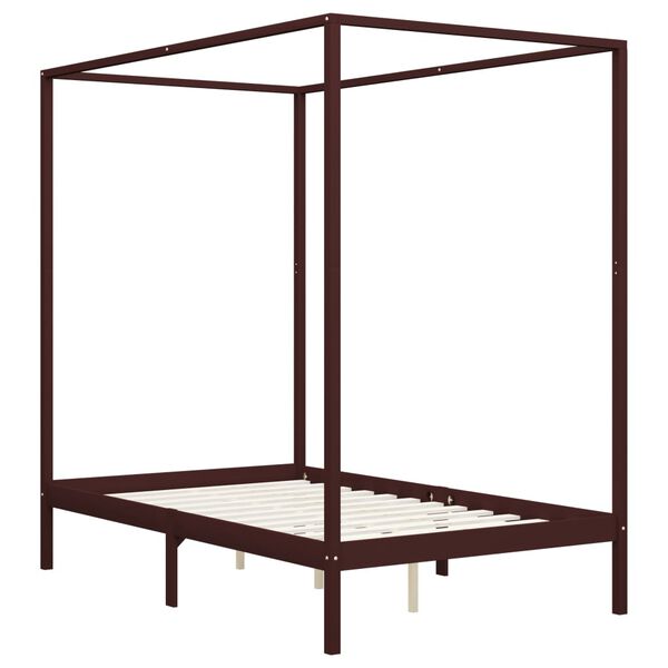 vidaXL Giroletto e Baldacchino 2 Cassetti Marrone Scuro Pino 140x200cm