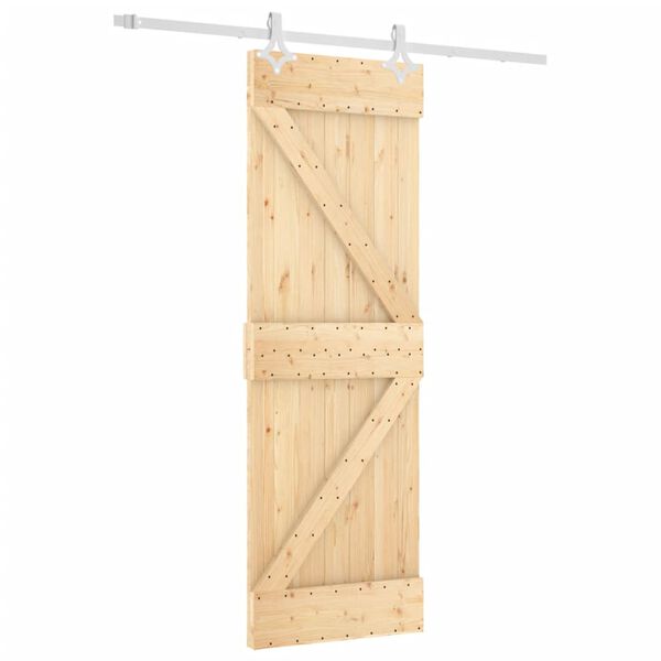 vidaXL Porta Scorrevole con Set Hardware 70x210 cm Legno Massello Pino