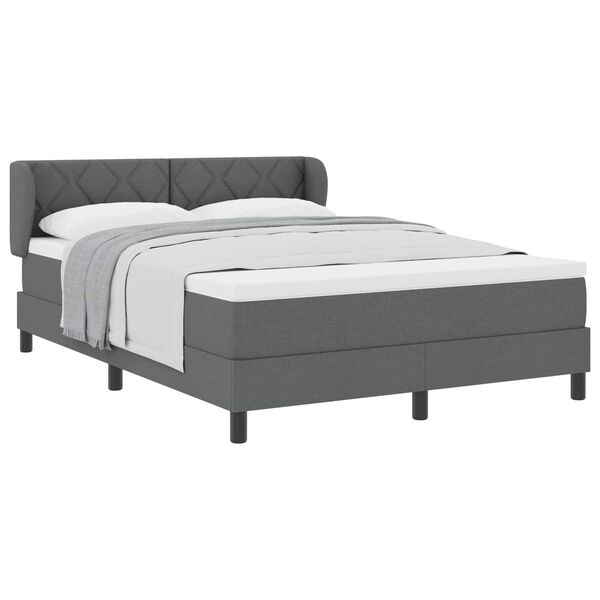 vidaXL Letto a molle con materasso Grigio scuro 160 x 200 cm Tessuto
