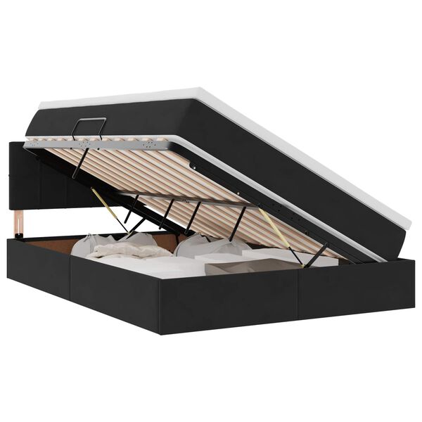 vidaXL Letto con contenitore e LED con led Nero 140 x 190 cm Velluto