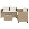vidaXL Divano da Giardino con Tavolo e Cuscini a L Beige in Polyrattan