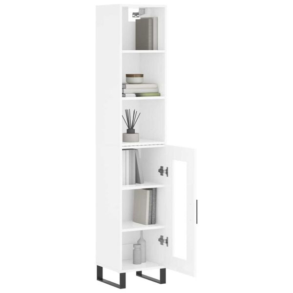 vidaXL Credenza 34,5x34x180 cm in Legno Multistrato Bianco Lucido