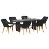 vidaXL Set da Pranzo per Giardino con cuscino 7 pcs Nero polyrattan