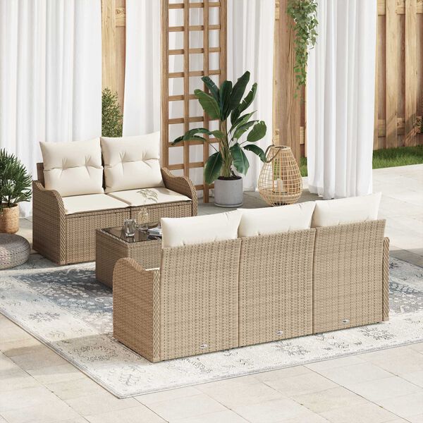 vidaXL Set Divano da Giardino Beige polyrattan