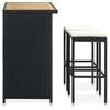 vidaXL Set da Bar 3 pz in Polyrattan Nero